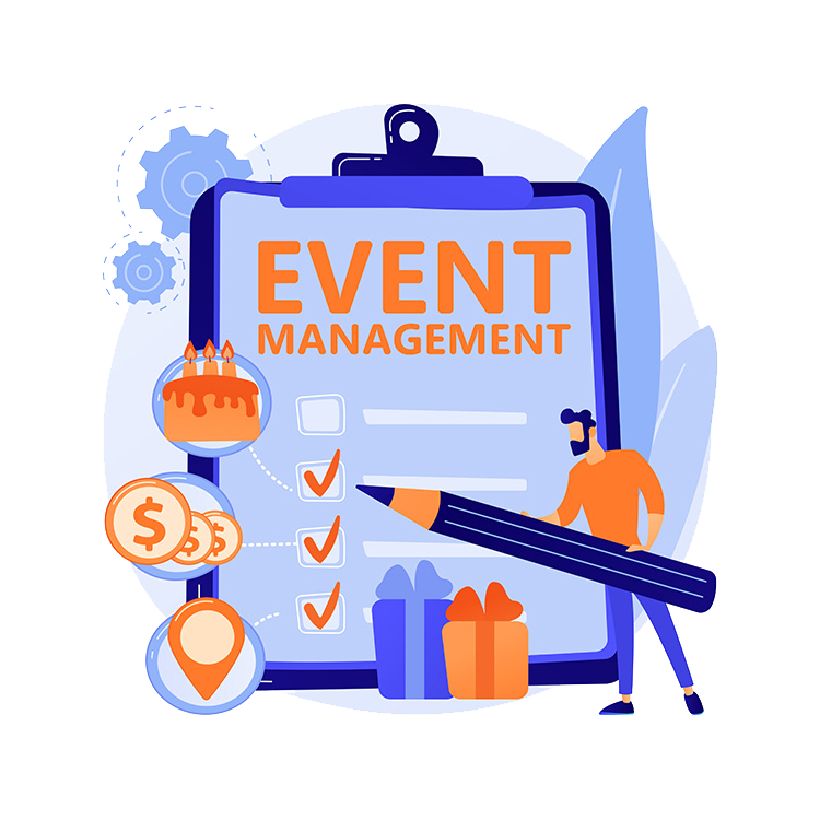 Event manager organizing a checklist with icons for location, budget, gifts, and celebration to represent effective event planning and coordination.jpg